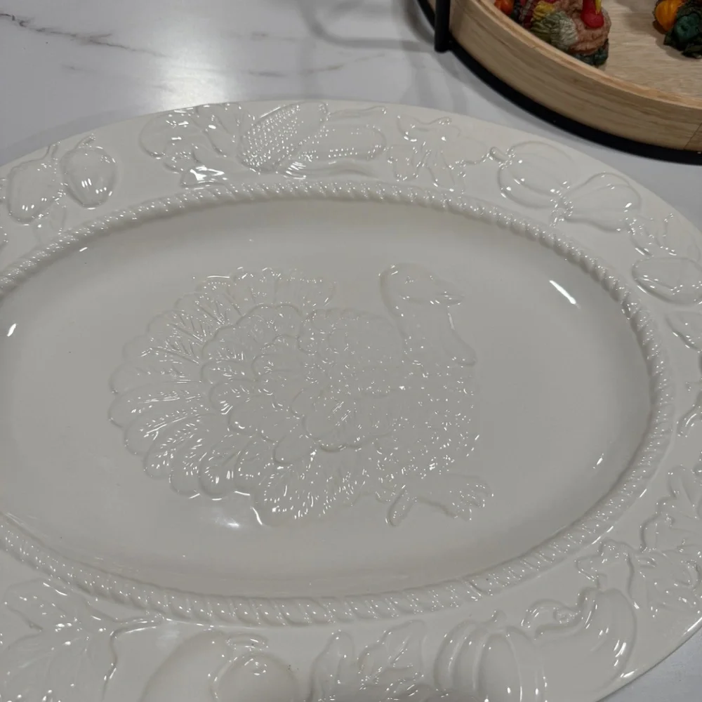 Vintage Harvest Ceramic Stoneware Turkey Platter